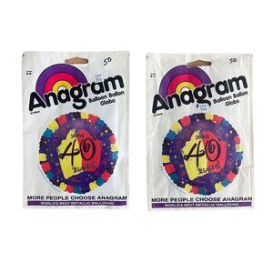 Vintage Anagram Metallic Balloon  (2) 40th Birthday" 18" (90s) Made In USA 1996